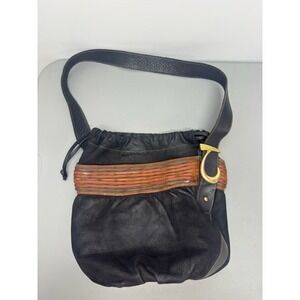 2 Effe Pelletterie Black With Brown Accent Italian Made Large Leather Tote Bag#1